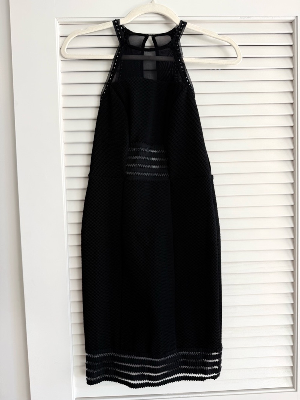 Topshop Black Mini Dress with Mesh Trim - 4